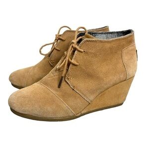 TOMS Kala desert wedge booties camel suede 9
